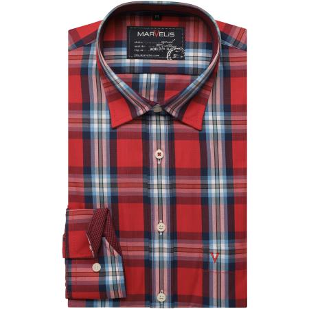 Marvelis Casual Overhemd rood, Ruit