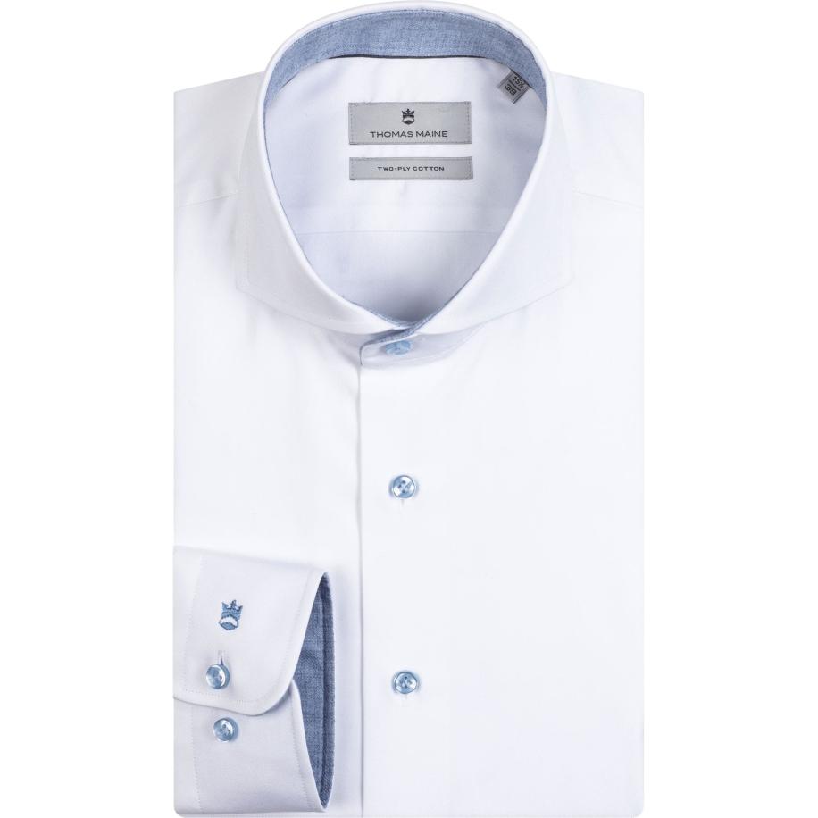 Thomas Maine Overhemd wit, Effen Wit