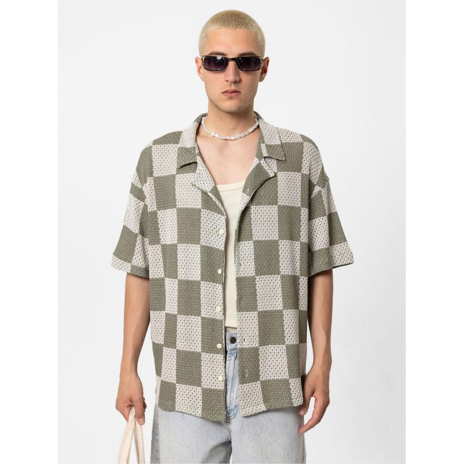 VAMOS CLO Overhemd beige / kaki Groen