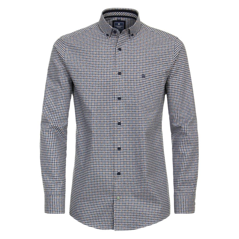 Redmond Casual Overhemd blauw, Ruit Blauw