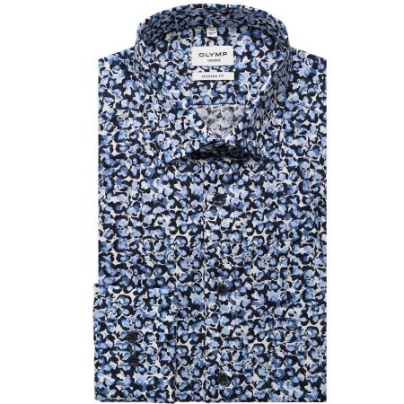 OLYMP Tendenz Overhemd blauw/wit, Motief