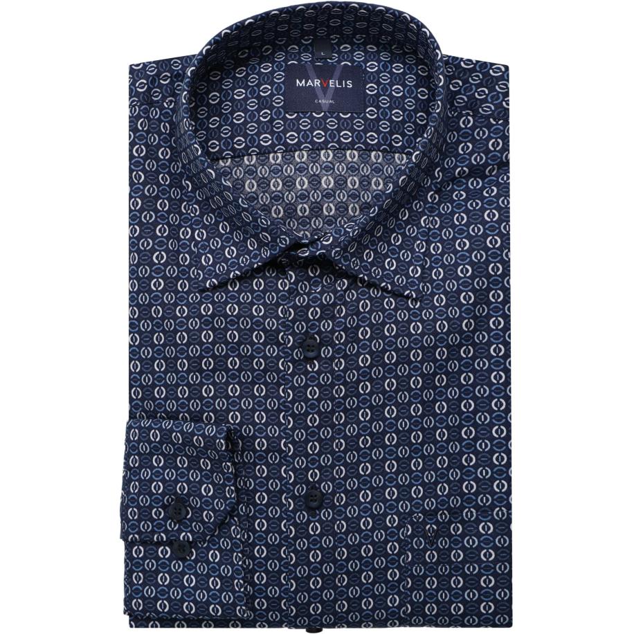Marvelis Casual Overhemd marine, Motief Blauw