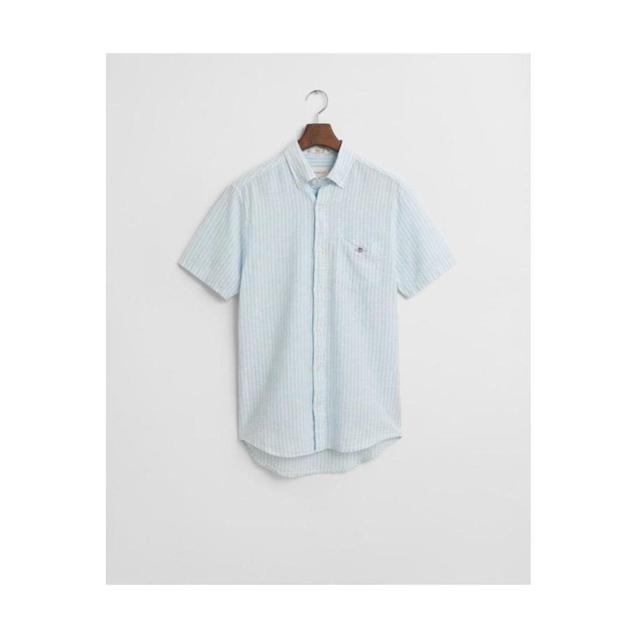 GANT Linnen Overhemd lichtblauw, Gestreept Blauw
