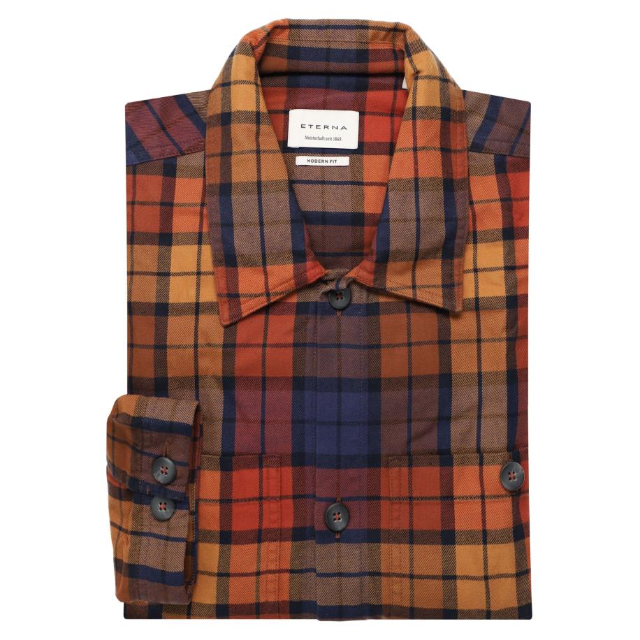 ETERNA Flanellen Overhemd rood, Ruit Rood