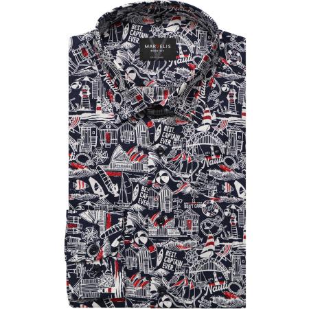 Marvelis Overhemd rood, Bedrukt