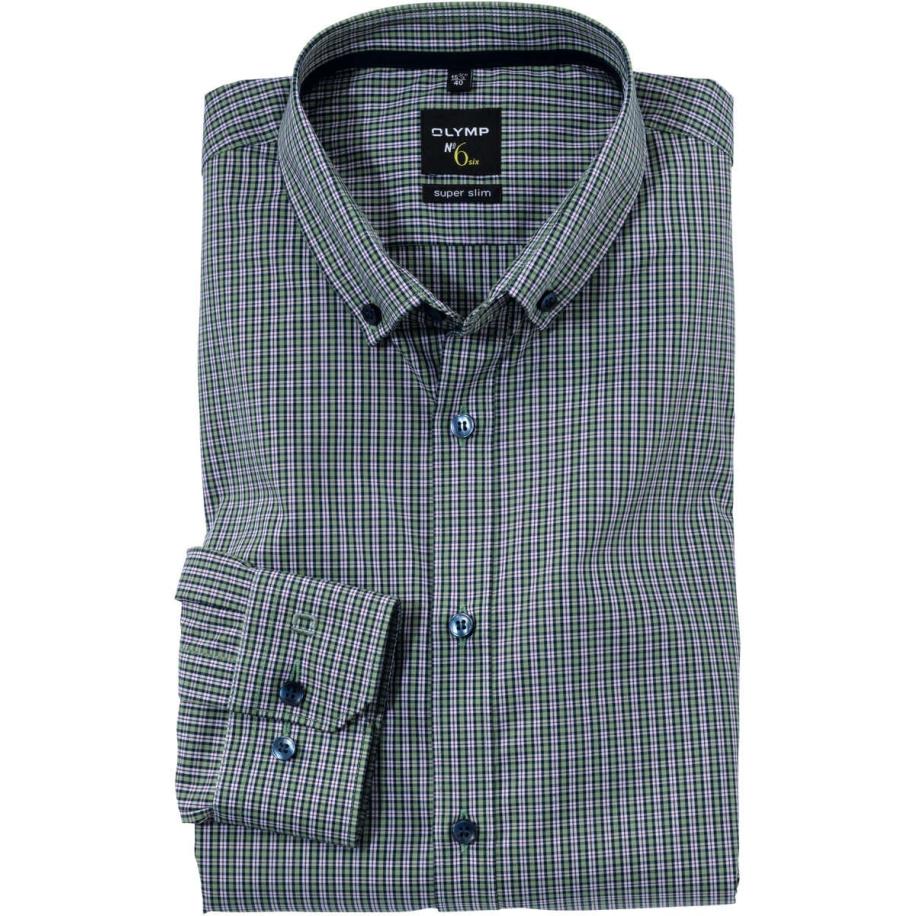 OLYMP No. Six Overhemd groen/blauw, Ruit Multicolor