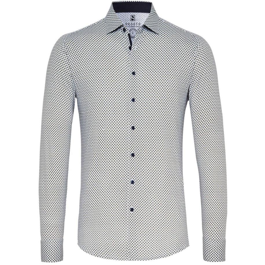 Desoto Overhemd Kent Grafische Print Taupe Bruin