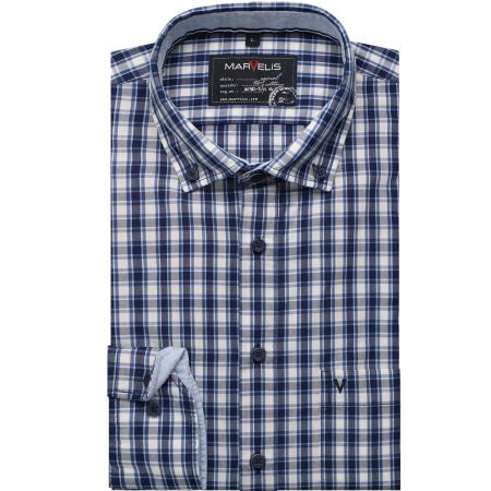 Marvelis Casual Overhemd blauw, Ruit