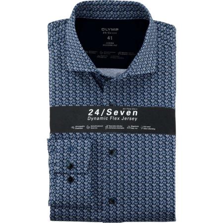OLYMP Luxor Jersey shirt blauw, Motief