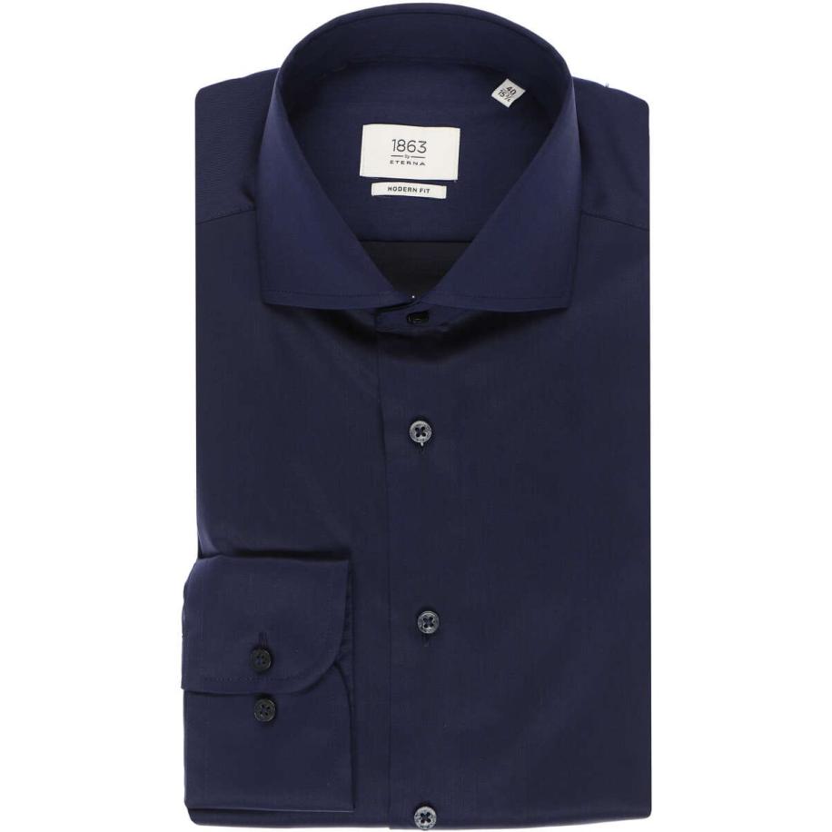 ETERNA 1863 Overhemd marine, Effen Blauw