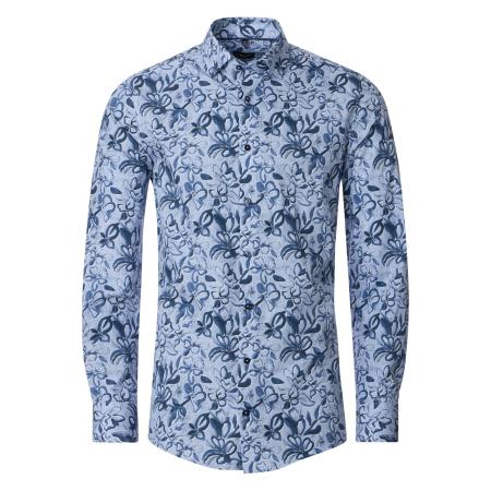 Venti Overhemd blauw, Bedrukt