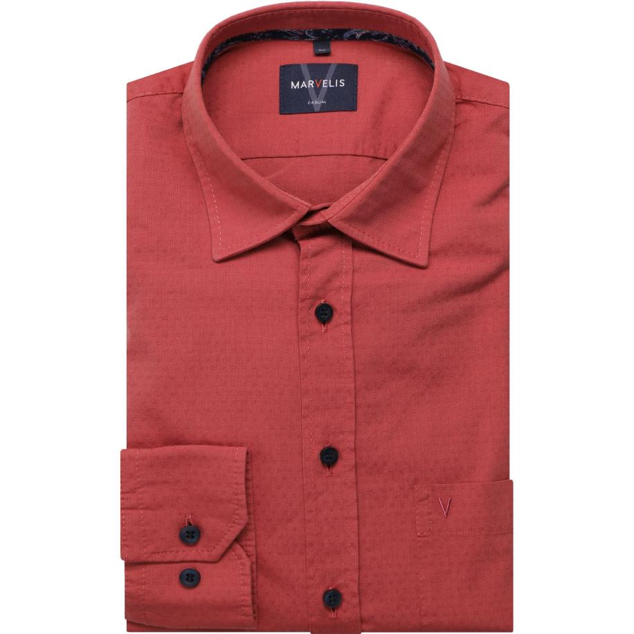 Marvelis Casual Overhemd rood, Effen Rood