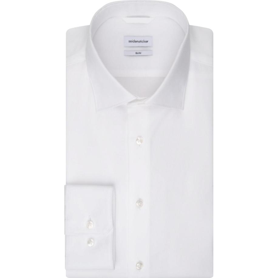 Seidensticker Flanellen Overhemd wit, Effen Wit