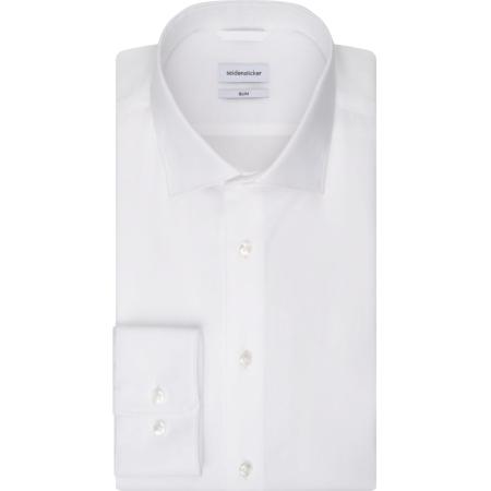 Seidensticker Flanellen Overhemd wit, Effen