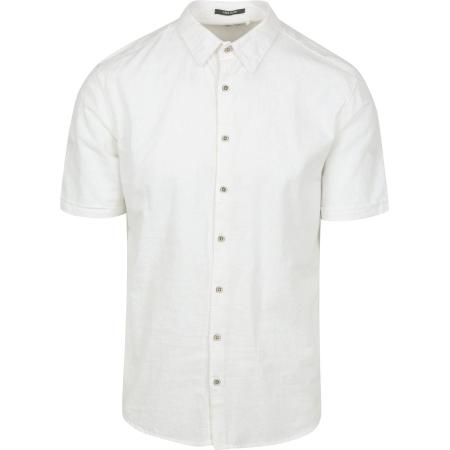 No Excess Short Sleeve Overhemd Linen Blend Wit