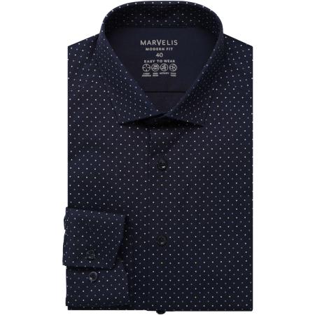Marvelis Performance Overhemd marine, Bedrukt
