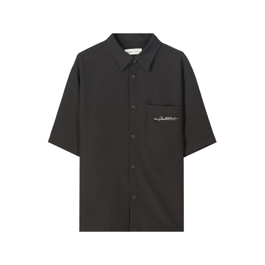 Bershka Bershka Overhemd zwart / offwhite -