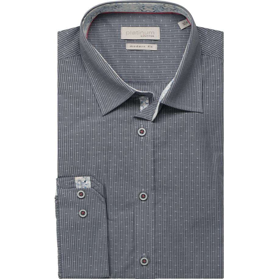 Jupiter Overhemd grijs, Gestippeld en gestreept Grijs