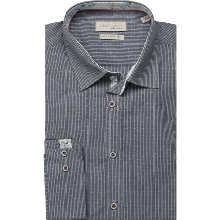 Jupiter Overhemd grijs, Gestippeld en gestreept