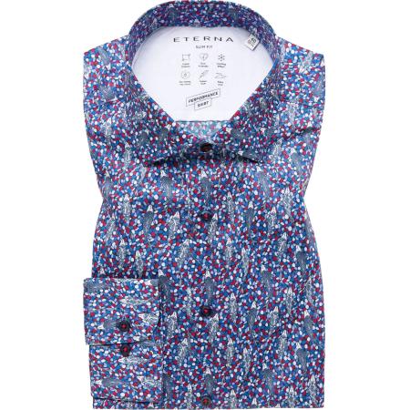 ETERNA Performance Overhemd donkerblauw, Bedrukt