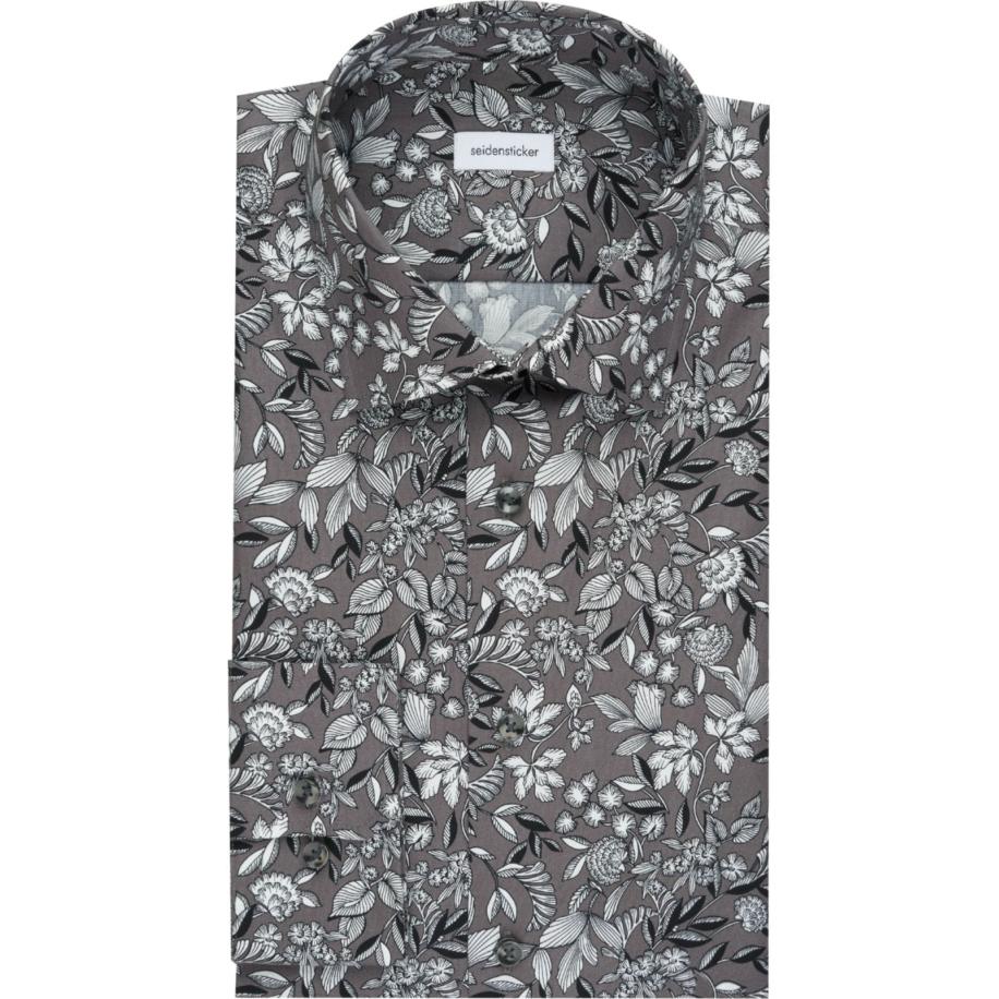Seidensticker Overhemd grijs, Bedrukt Grijs