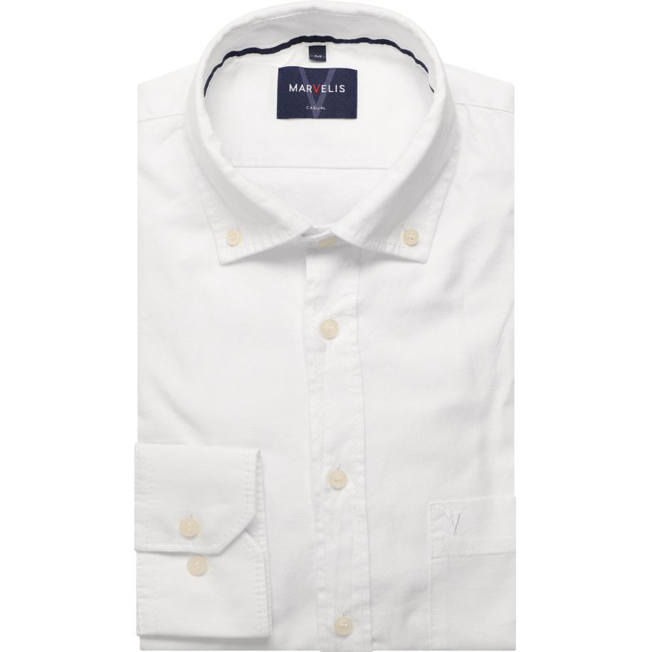 Marvelis Casual Overhemd wit, Effen Wit