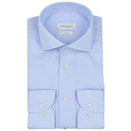 Profuomo Dobby Overhemd Print Lichtblauw