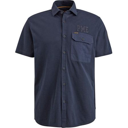 PME Legend Short Sleeve Overhemd Jersey Piqué Navy
