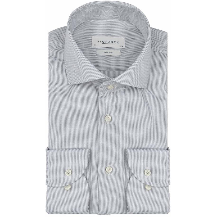 Profuomo Dobby Overhemd Print Lichtgroen Groen