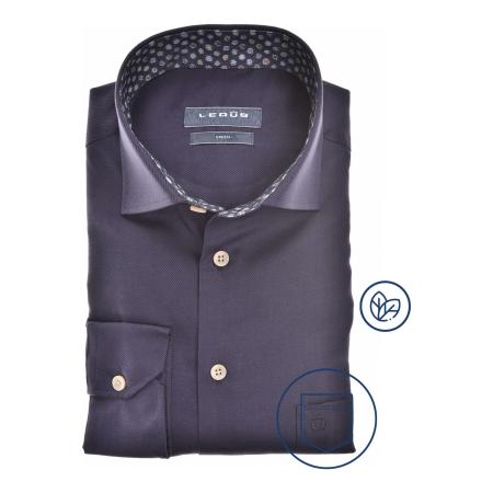 Ledȗb Overhemd donkerblauw, Effen