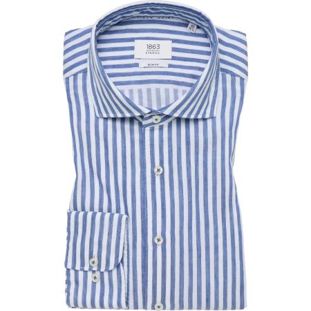 ETERNA 1863 Linnen Overhemd blauw, Gestreept