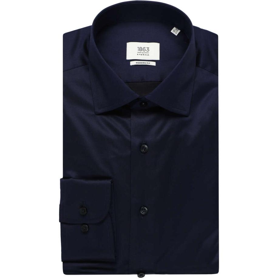 ETERNA 1863 Overhemd marine, Effen Blauw