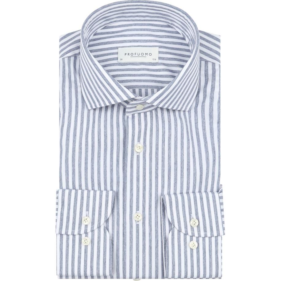 Profuomo Overhemd Streep Blauw Blauw
