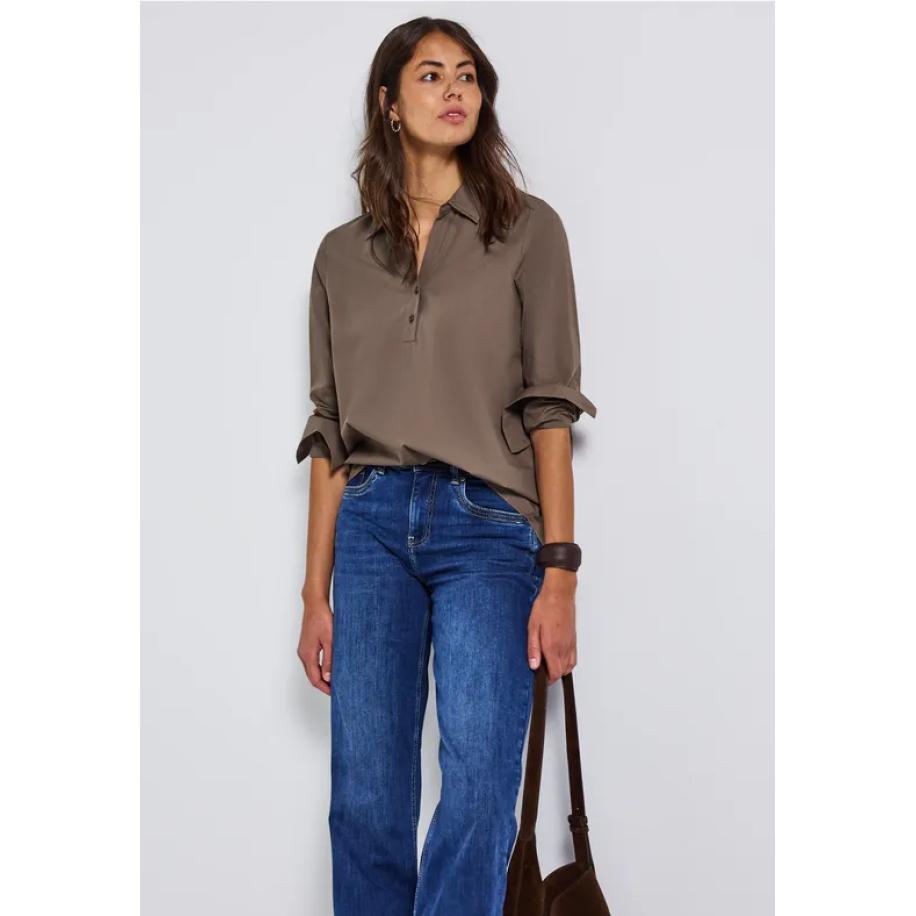Street One Zakelijk overhemd blouse Bruin