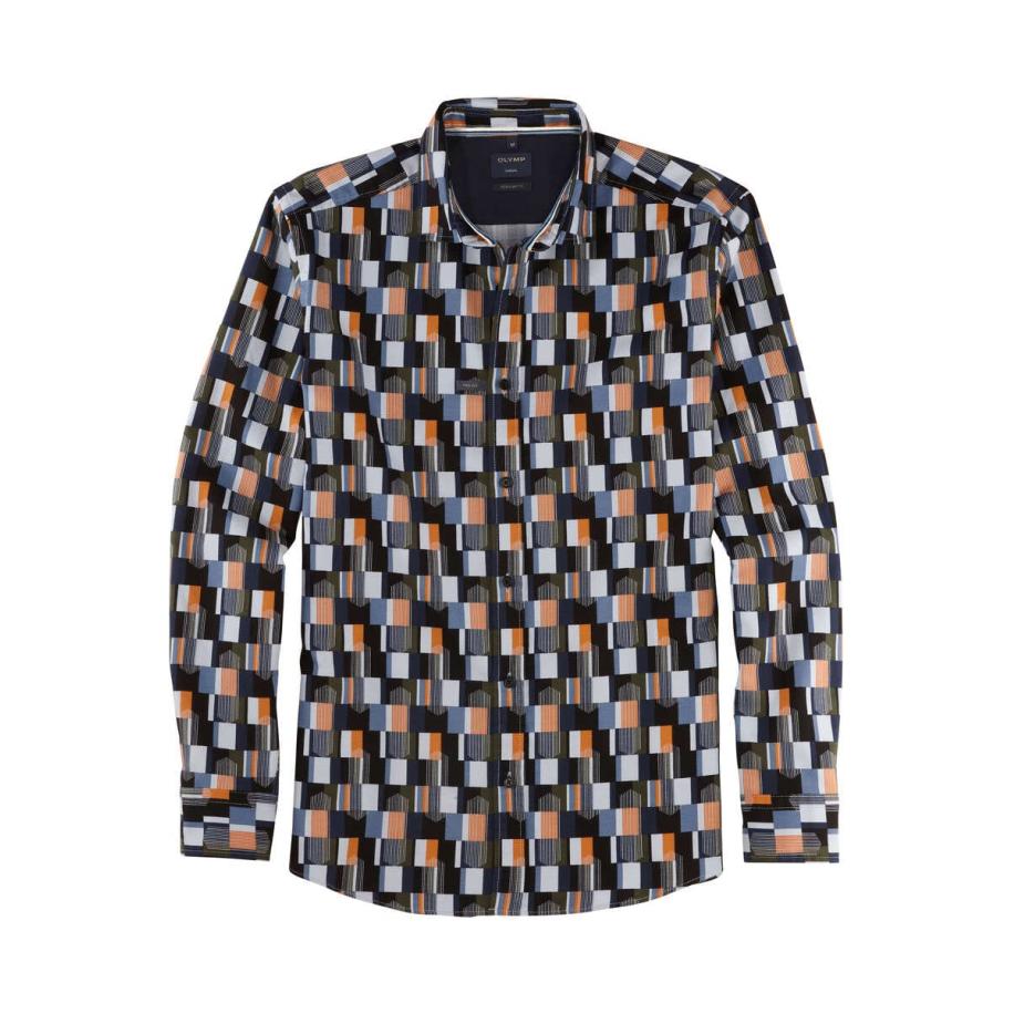 OLYMP Casual Flanellen Overhemd groen, Bedrukt Groen