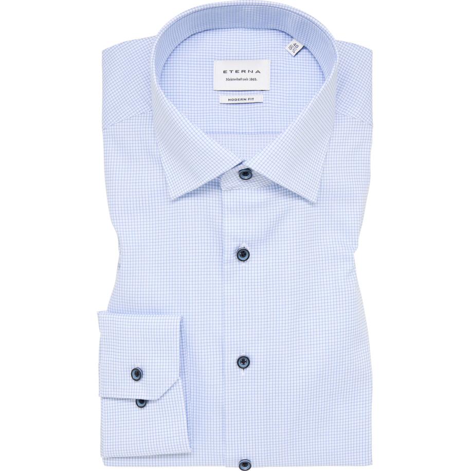 ETERNA Overhemd middenblauw, Ruit Blauw