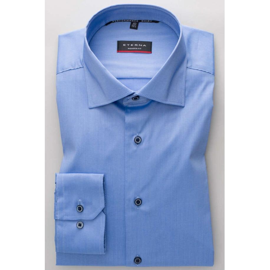 ETERNA Performance Overhemd blauw, Effen Blauw