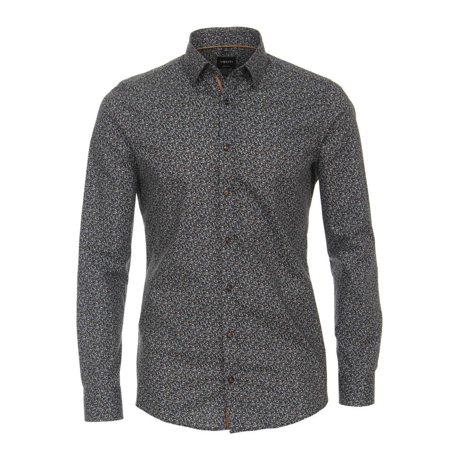 Venti Overhemd blauw, Bedrukt Blauw