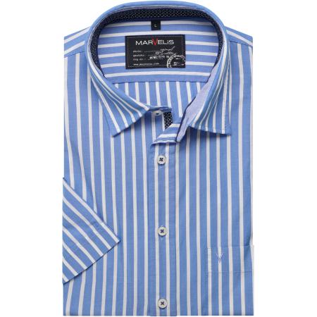 Marvelis Casual Overhemd Korte mouw blauw