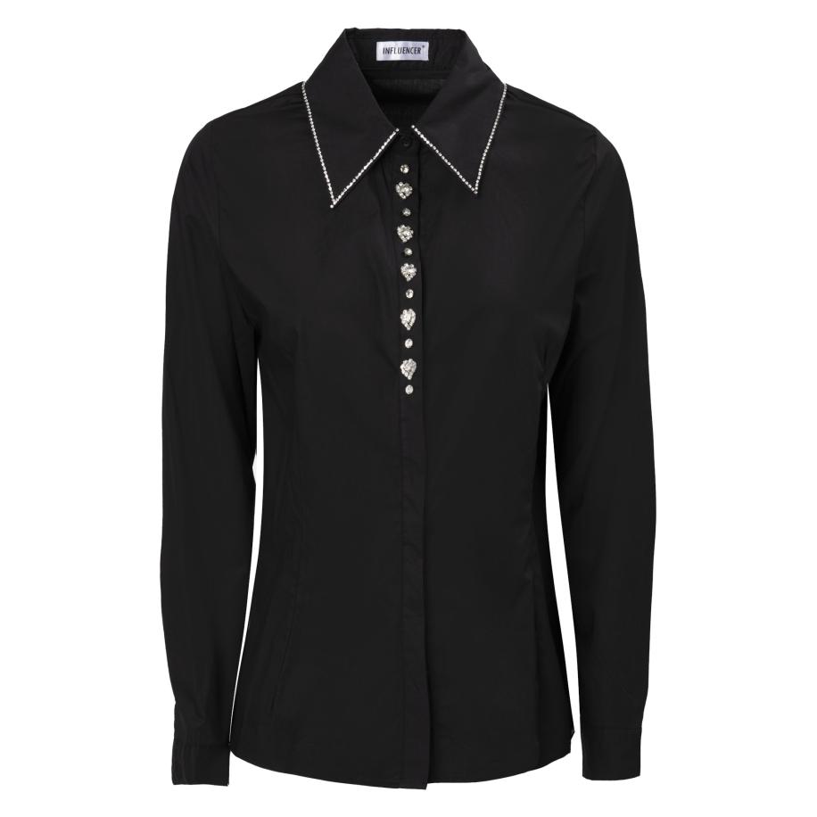 Influencer Influencer Blouse zwart / zilver -