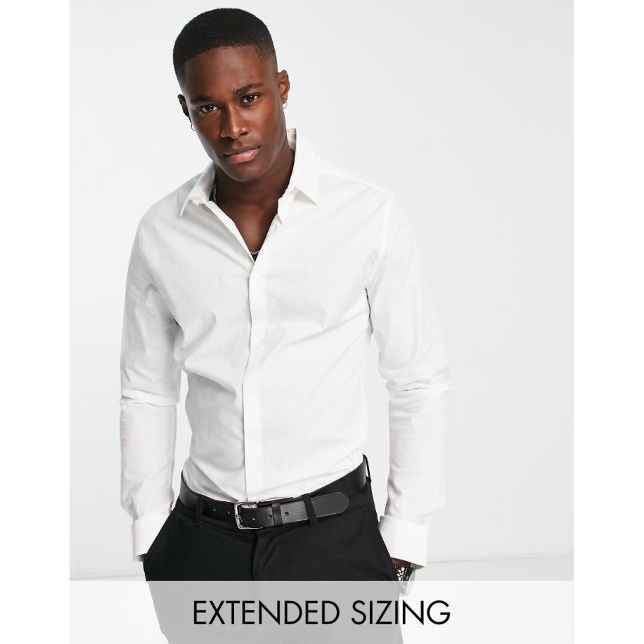 ASOS DESIGN - Skinny-fit overhemd in wit Wit