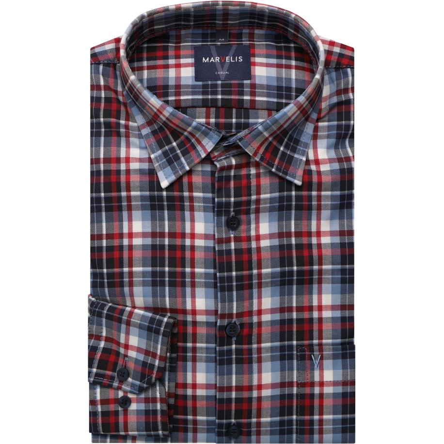 Marvelis Casual Overhemd rood, Ruit Rood