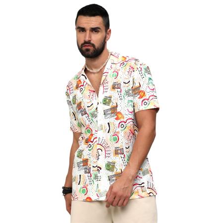 Campus Sutra Campus Sutra Overhemd geel / groen / oranje / zwart / wit