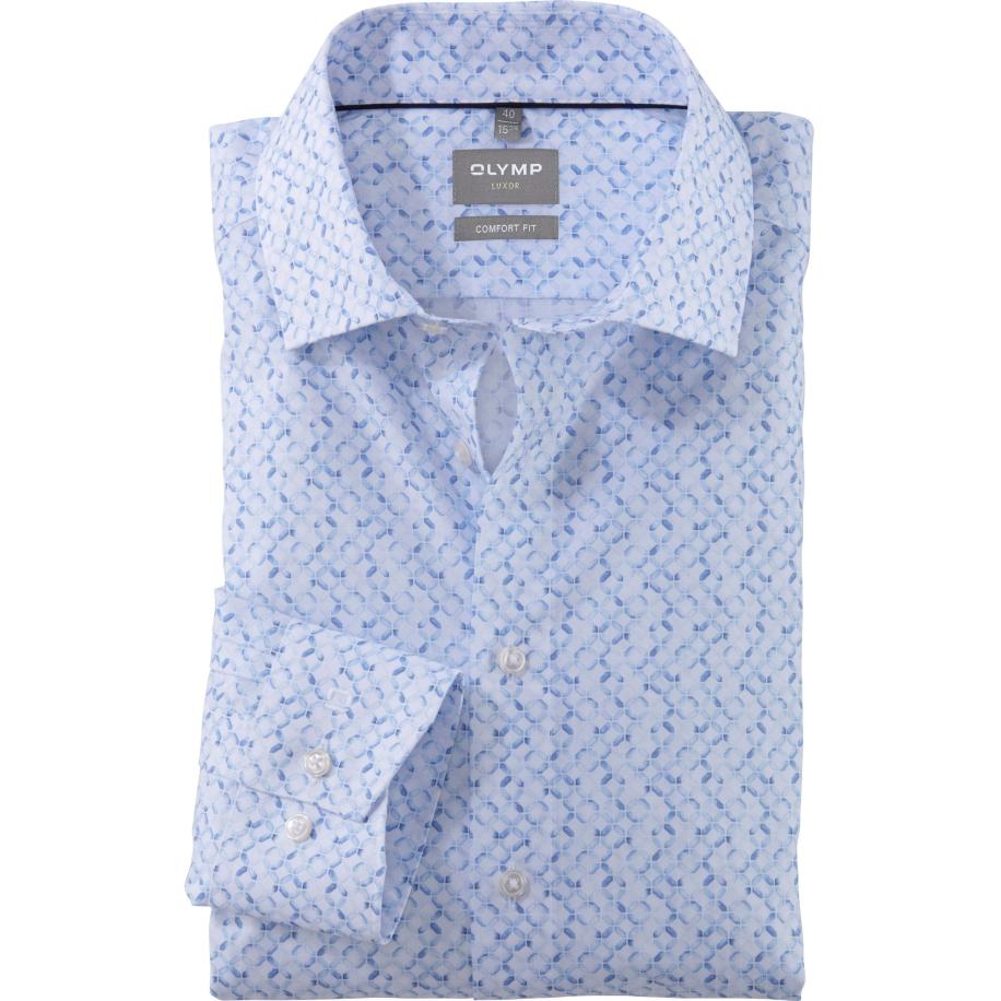 OLYMP Luxor Overhemd blauw, Bedrukt Blauw