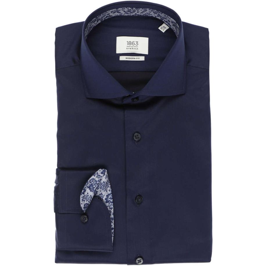ETERNA 1863 Overhemd marine, Effen Blauw