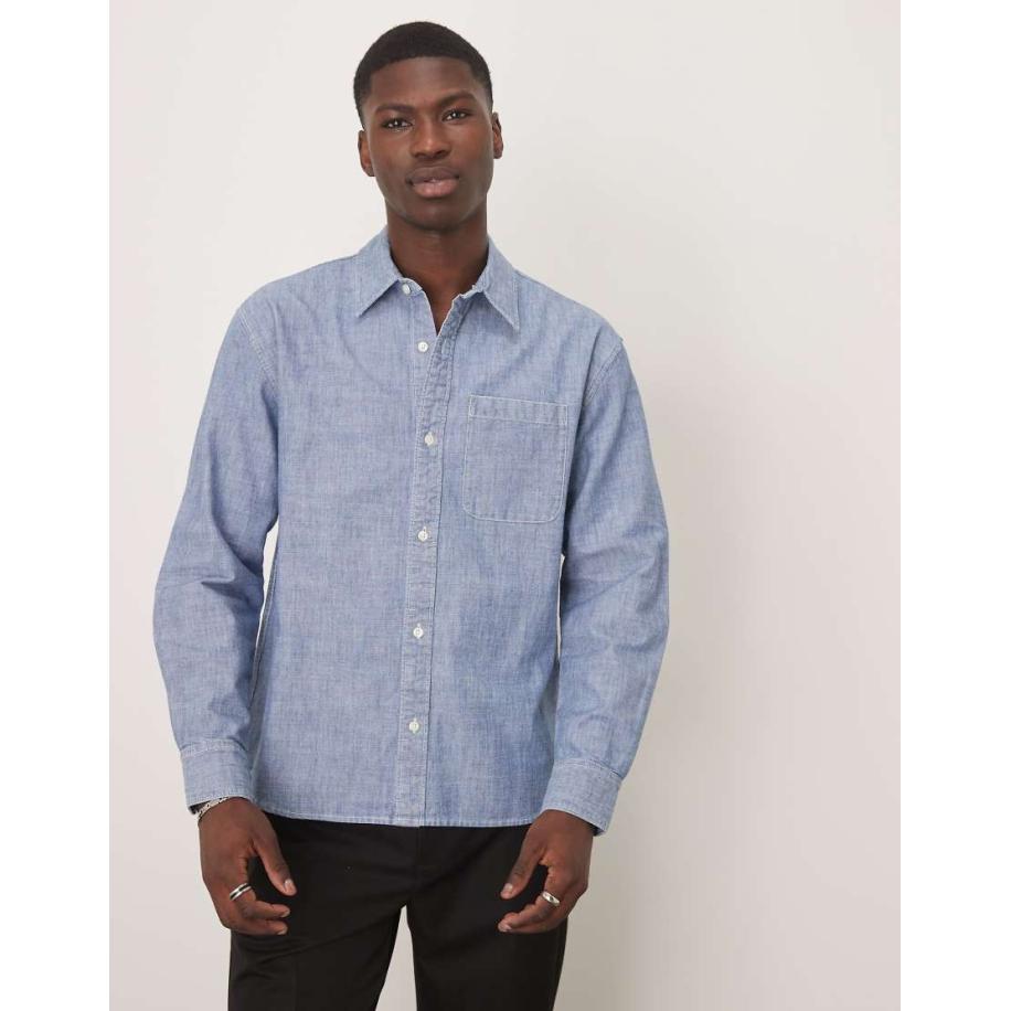 Abercrombie & Fitch - Denim overhemd met lange mouwen in indigo-Blauw Blauw