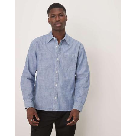 Abercrombie & Fitch - Denim overhemd met lange mouwen in indigo-Blauw
