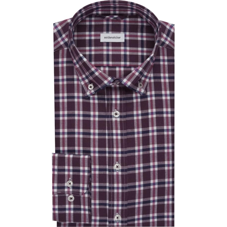 Seidensticker Flanellen Overhemd rood, Ruit Rood