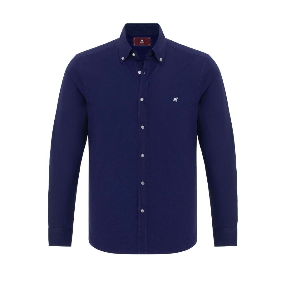 Williot Williot Overhemd navy / wit -