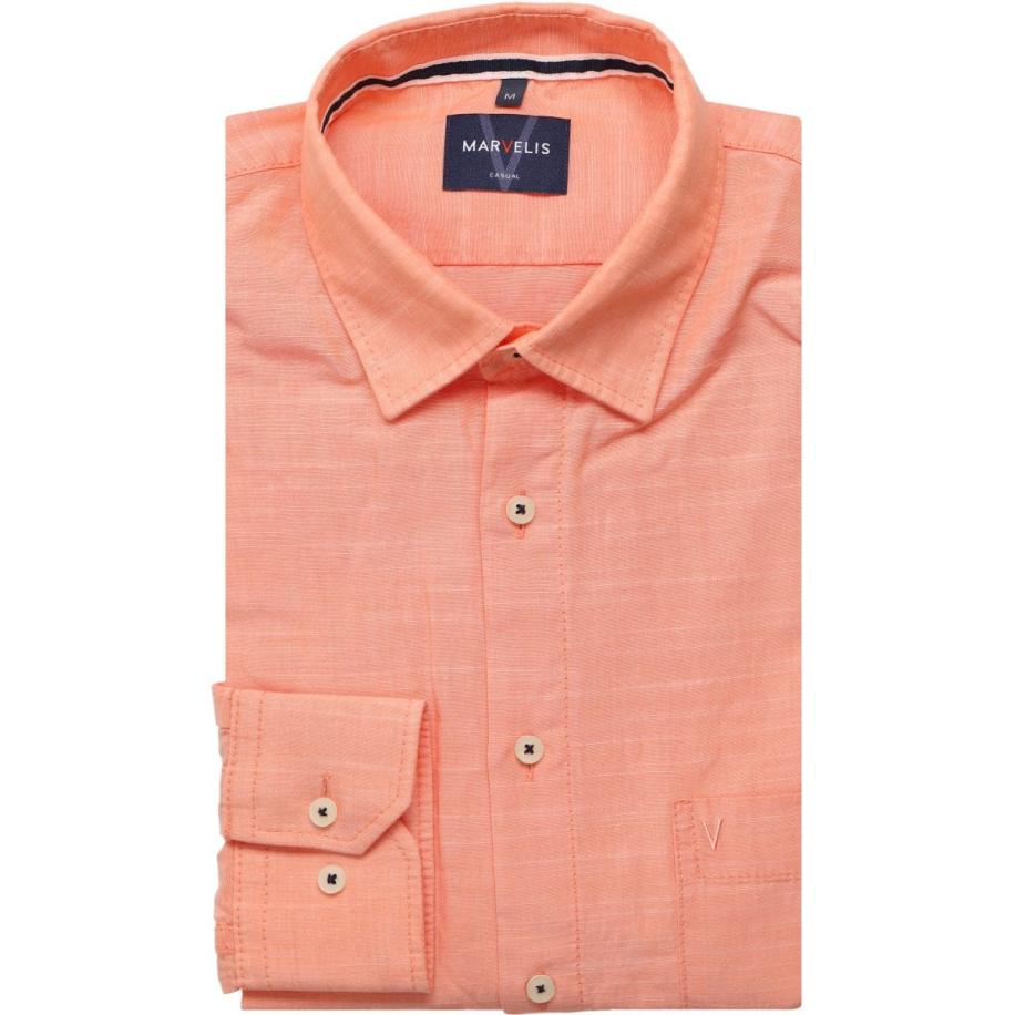 Marvelis Casual Overhemd koraal, Effen Oranje